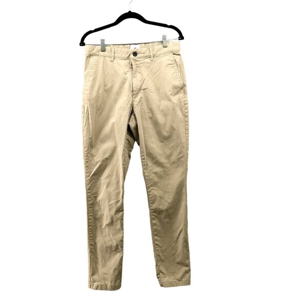 H&M Skinny Fit Chino Pants Mens Size 30 Beige Stretch Khaki Flat Front - Picture 1 of 11